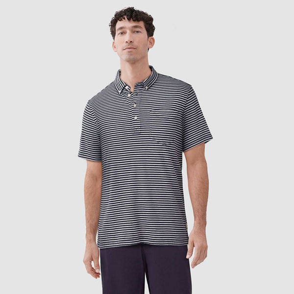 Michael Stripe Polo - Navy Heather