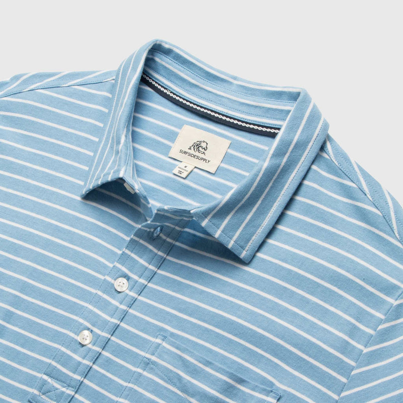 Michael Stripe Polo - Blissful Blue