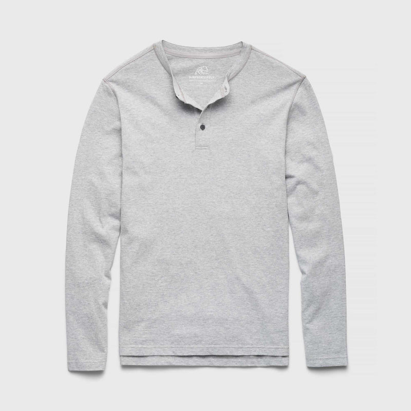 Sean Sueded Jersey Henley - Heather Grey