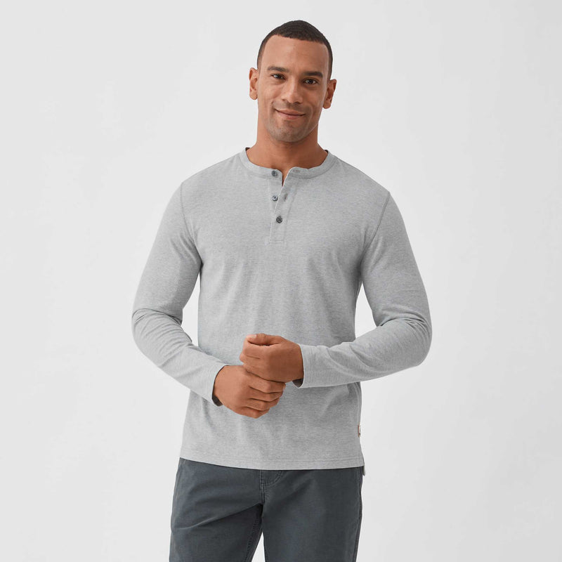 Sean Sueded Jersey Henley - Heather Grey