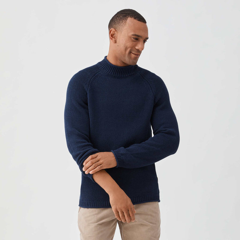 Stu Raglan Rollneck Sweater - Navy