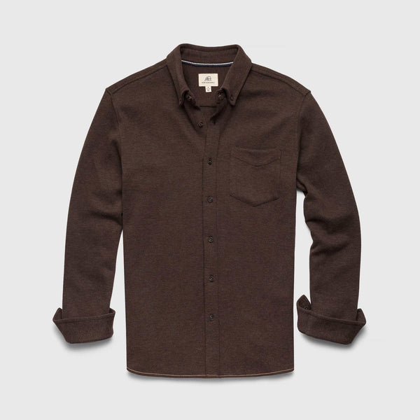 Brian Rib Knit Shirt - Dark Brown Heather