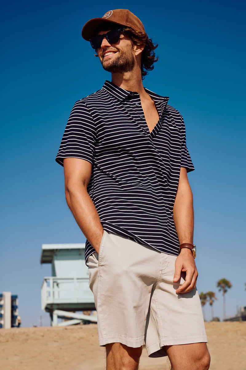 Michael Stripe Polo - Jet Black