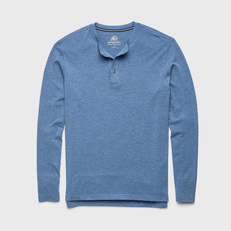 Sean Ultra Soft Classic Henley - Blue Heather