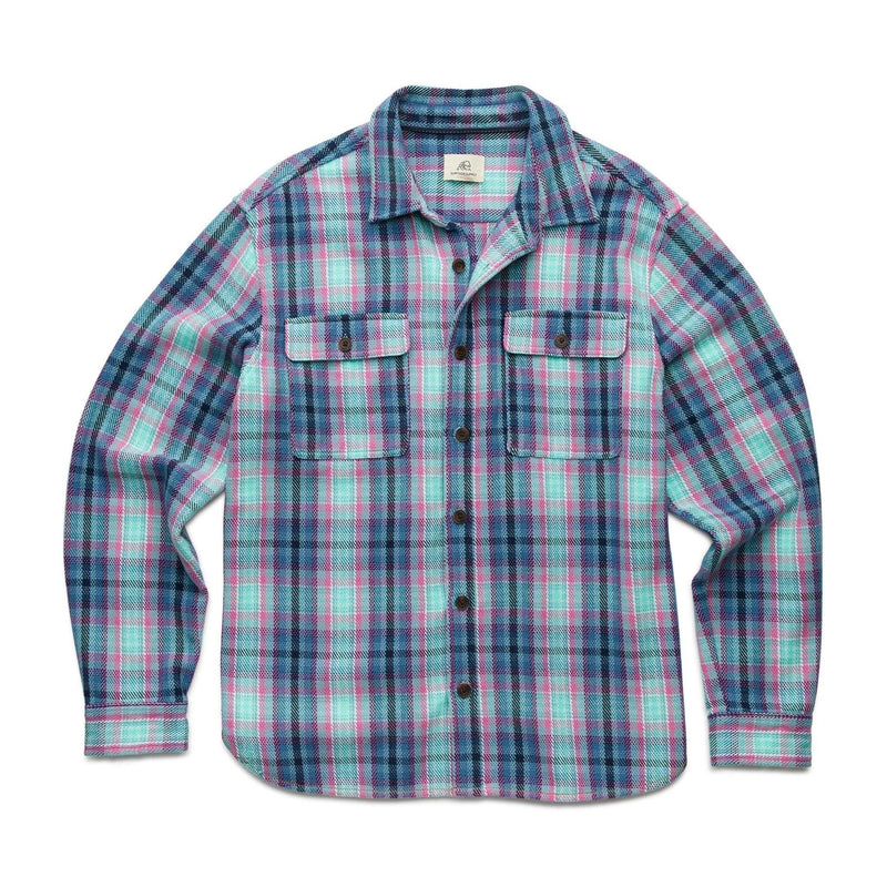 Alex Plaid Utility Overshirt- Aqua Multi