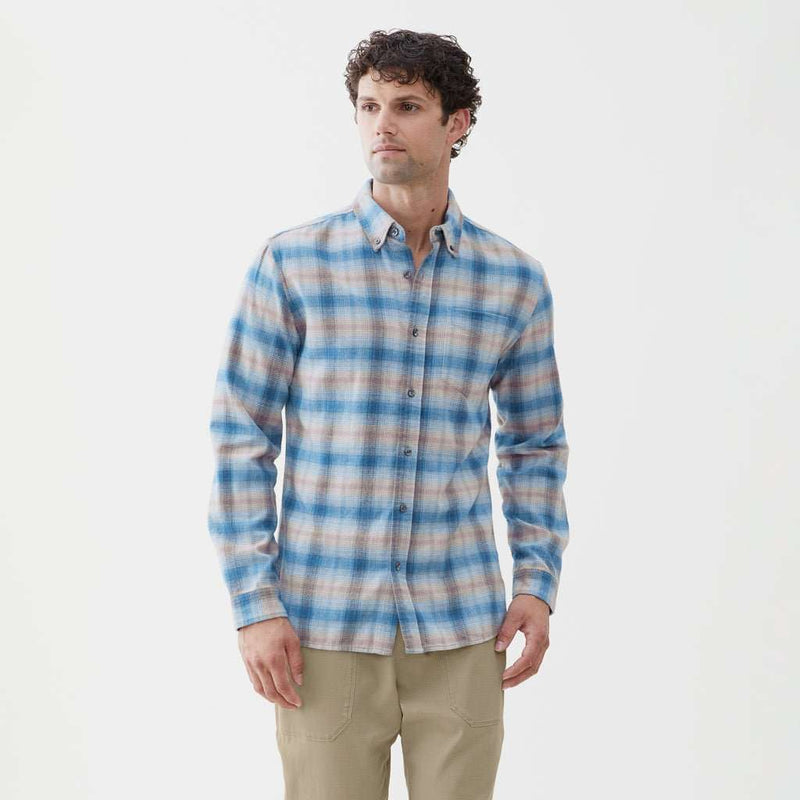 Brian Flannel Plaid Shirt - Blue Heather Plaid