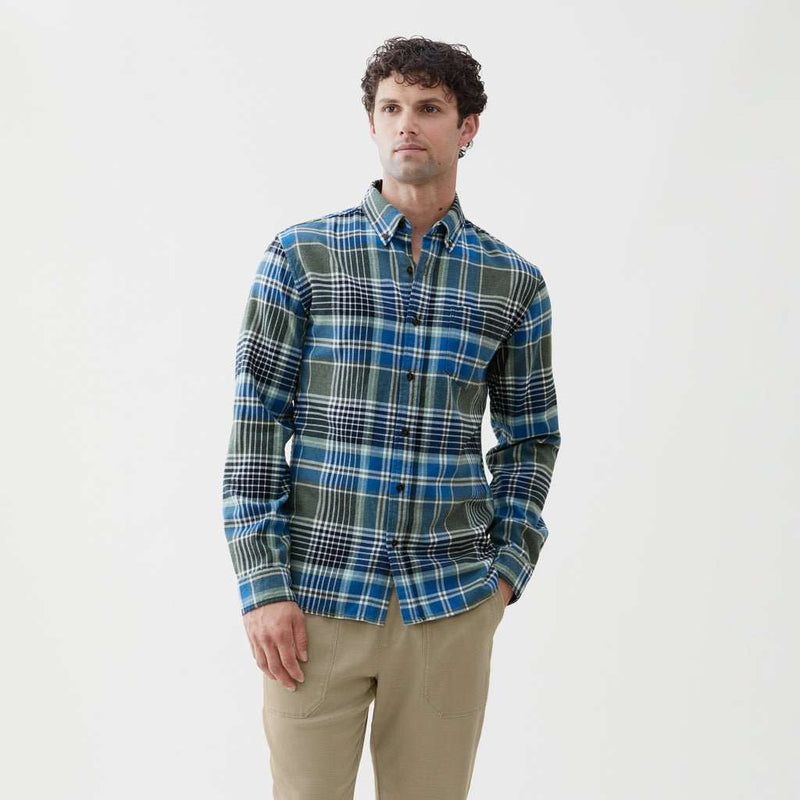 Brian Flannel Plaid Shirt - Green Heather Plaid