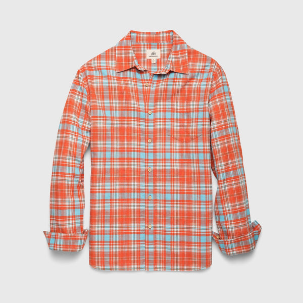 Brian Slub Plaid Shirt - Orange Tigerlily