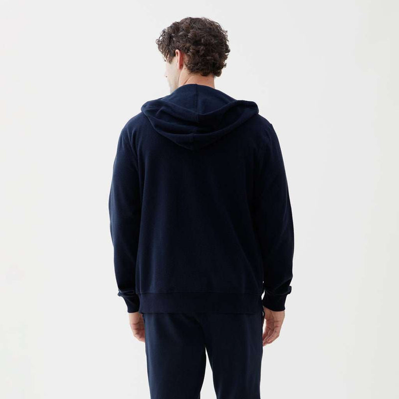 Danny Full-Zip Rib Knit Hoodie  - Navy Blazer