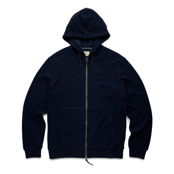 Danny Full-Zip Rib Knit Hoodie  - Navy Blazer