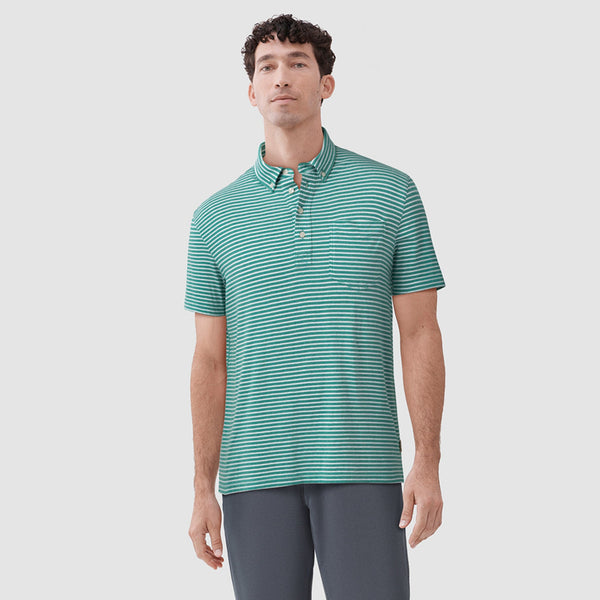 Michael Stripe Polo - Eden Green Heather