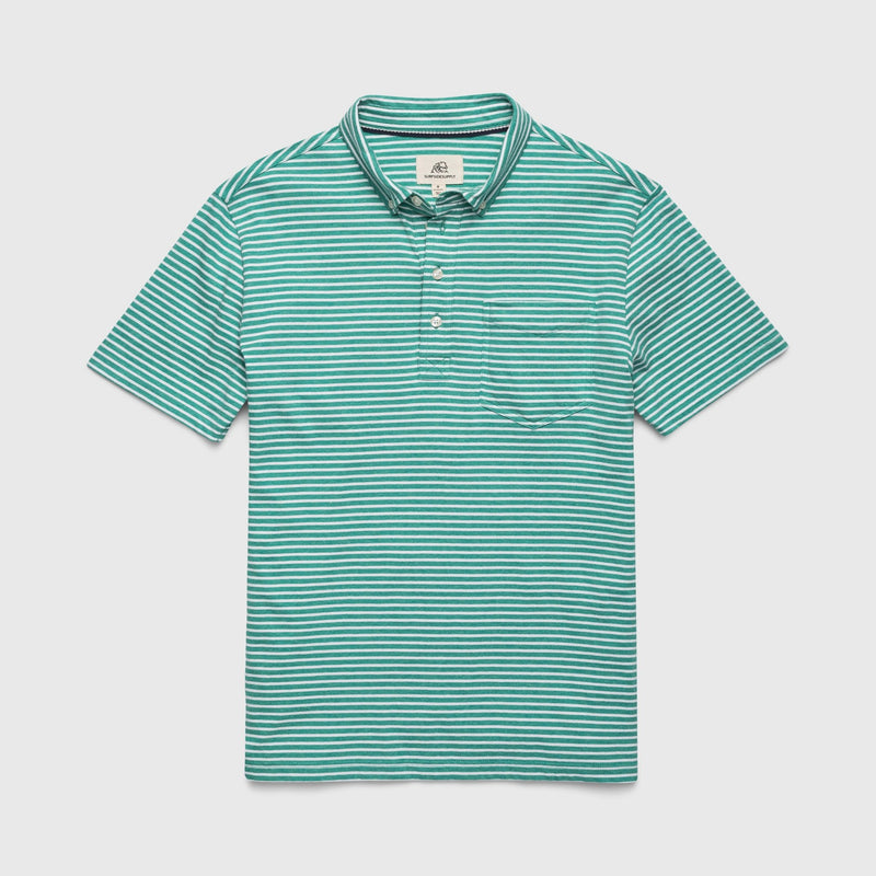 Michael Stripe Polo - Eden Green Heather