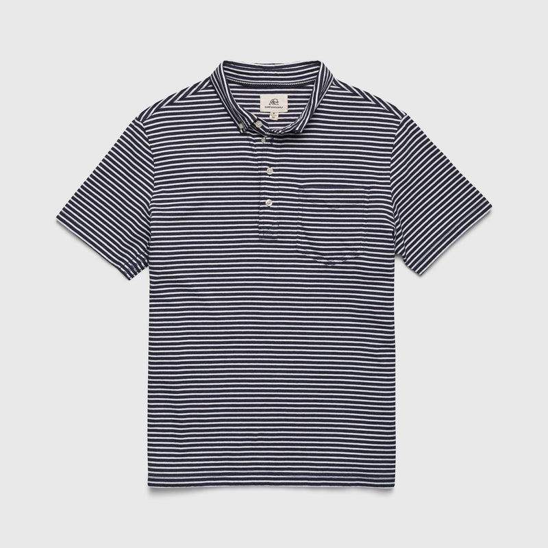 Michael Stripe Polo - Navy Heather