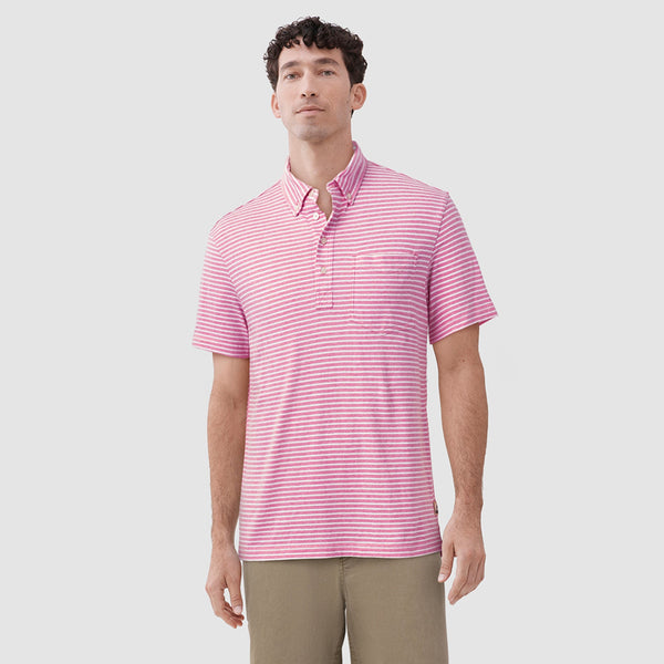 Michael Stripe Polo - Pink Heather