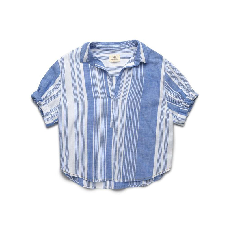 Olivia Stripe Popover - Strong Blue