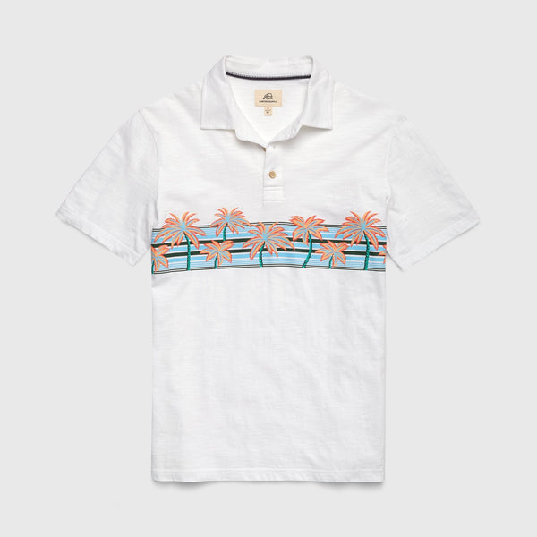 Ryan Printed Palm Polo - White