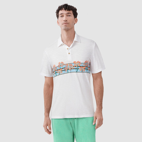 Ryan Printed Palm Polo - White