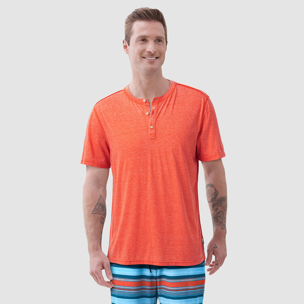 Sean Burnout Henley - Tigerlily Orange