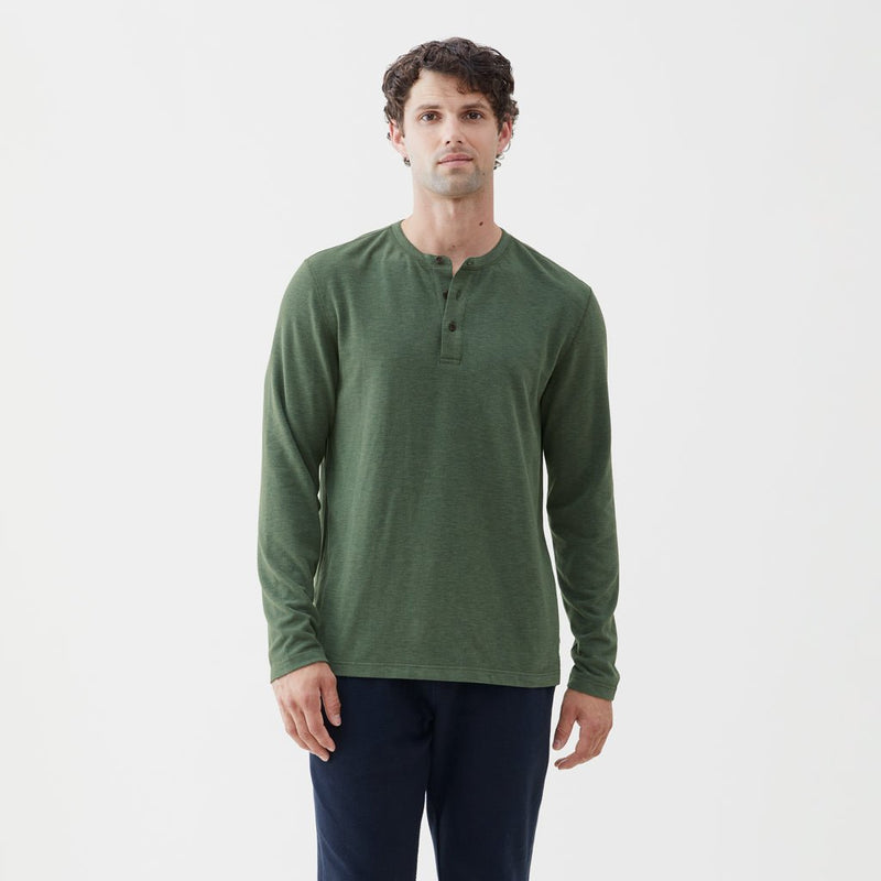 Sean Ultra Soft Henley - Green Heather