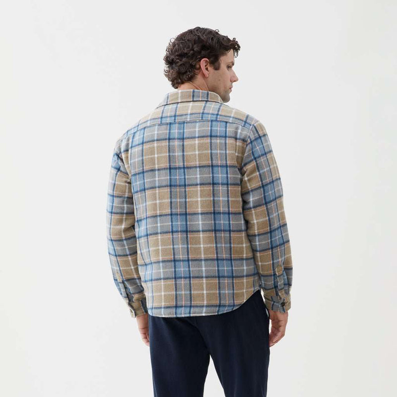 Skip Sherpa Lined Plaid Shirt Jacket- Chinchilla Combo