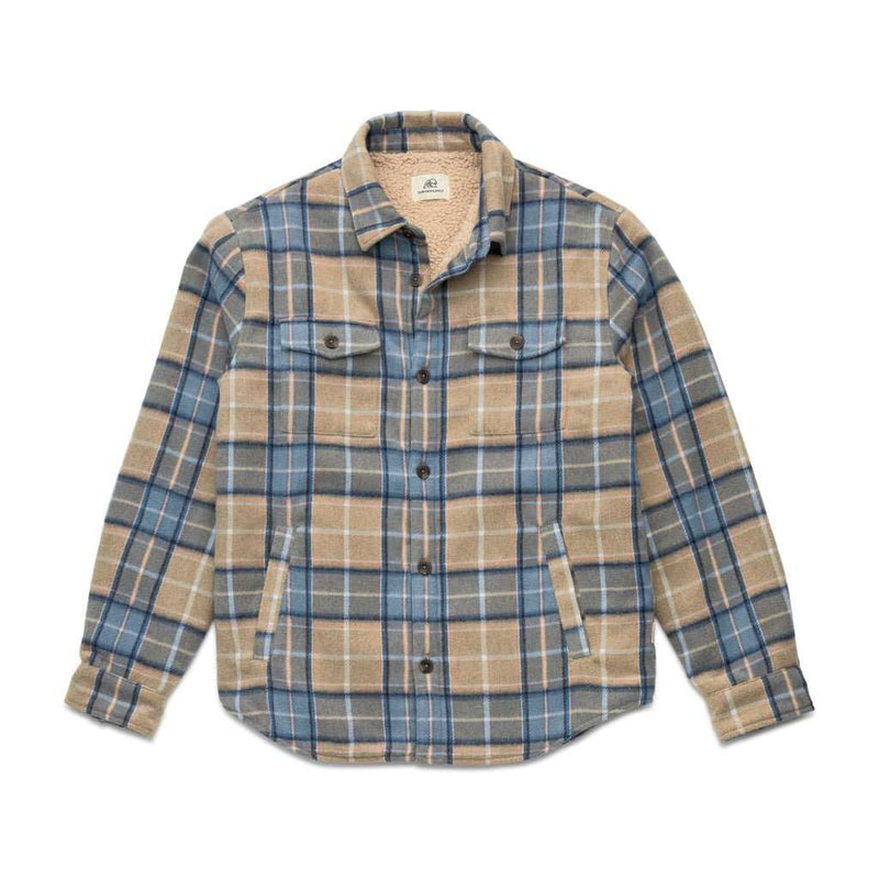 Skip Sherpa Lined Plaid Shirt Jacket- Chinchilla Combo